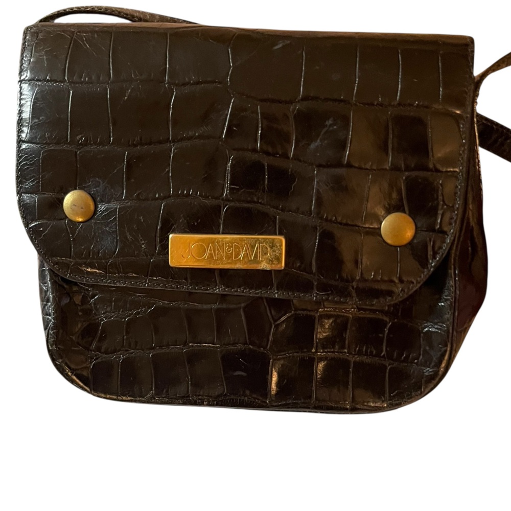 Joan & David vintage black embossed alligator crossbody bag